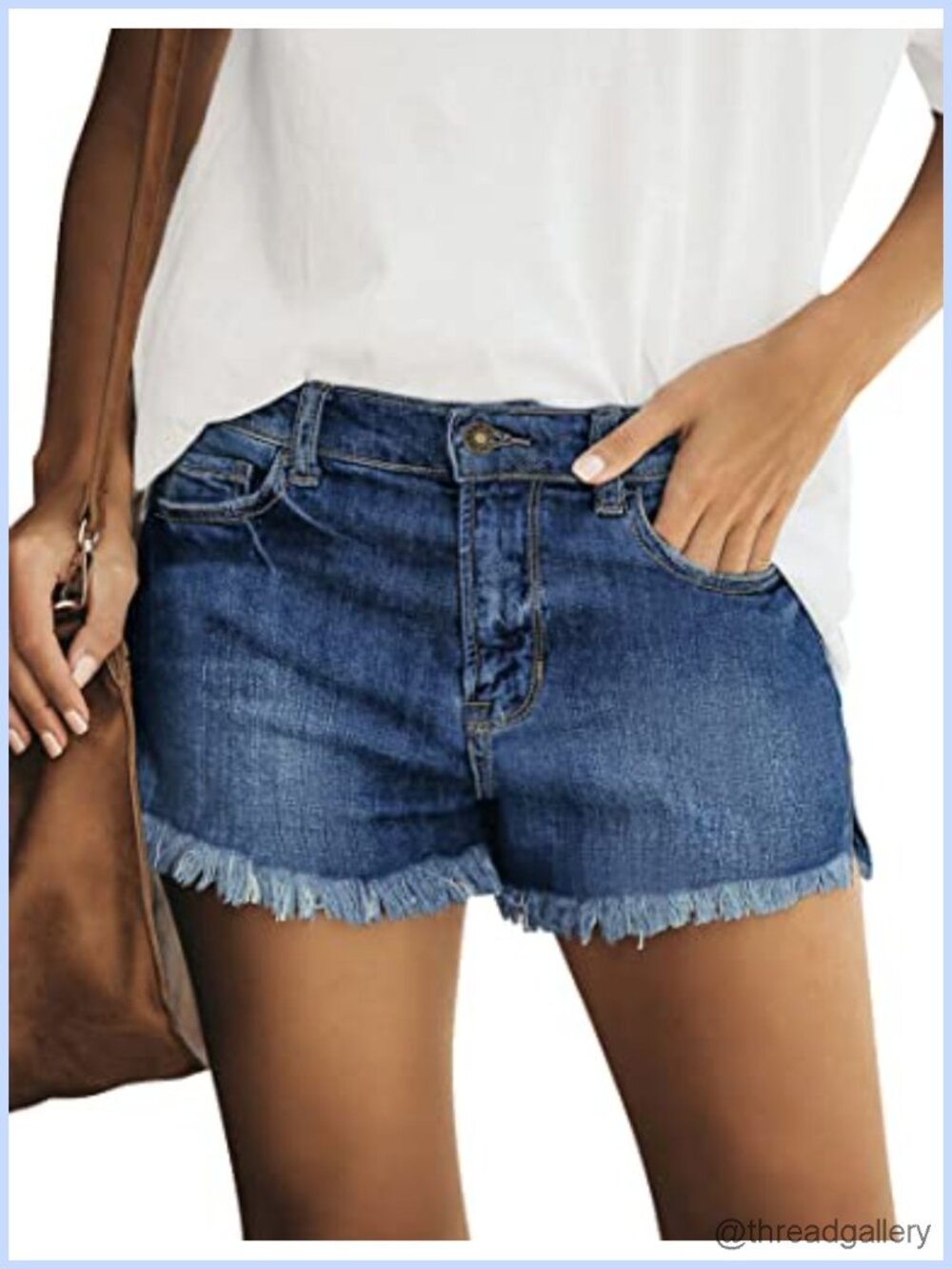 Women's Mid Rise Stretchy Cut Off Denim Shorts Frayed Summer Jean Shorts